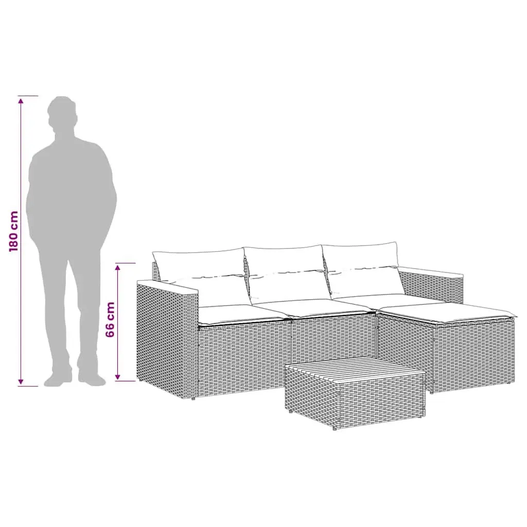 3 Piece Outdoor Garden Sofa Set with Cushions Grey Poly Rattan Patio Furniture