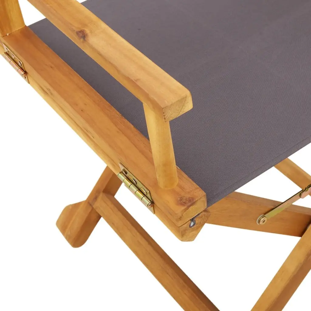 Folding Director Chair Set 2 pcs Grey Fabric Outdoor Garden Camping Portable