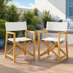 Folding Director Chairs 2 Pieces Cream Outdoor Garden Camping Portable
