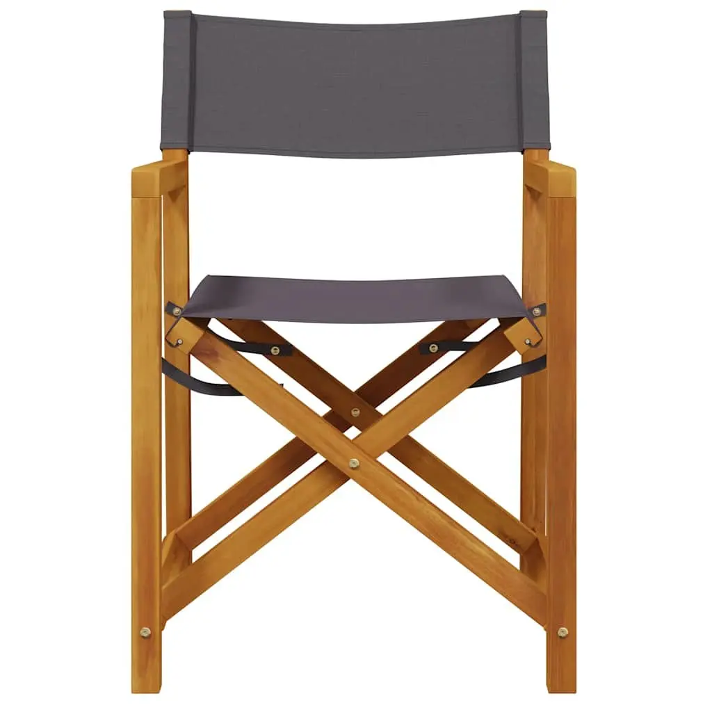 Folding Director Chairs 2 pcs Outdoor Garden Seating Grey Fabric Camping Lounge