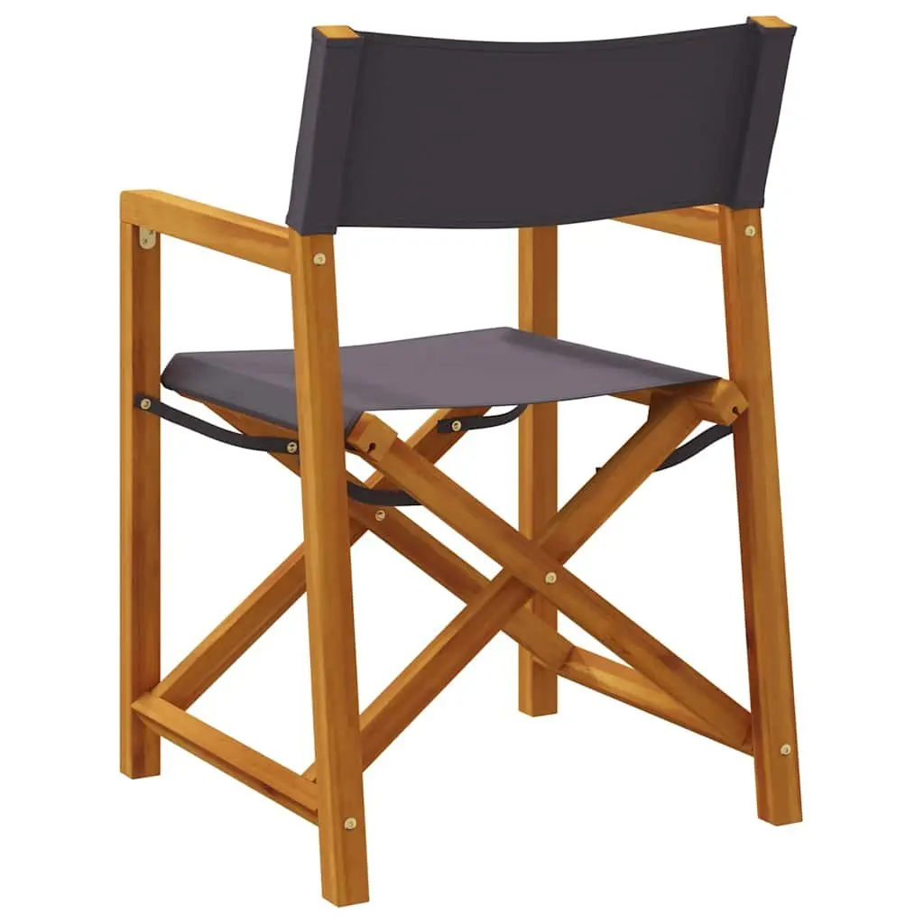 Folding Director Chairs 2 pcs Outdoor Garden Seating Grey Fabric Camping Lounge