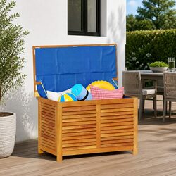 Garden Storage Box with Louver 90x50x56cm Solid Wood Outdoor Cushion Organiser
