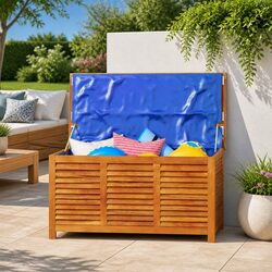 Outdoor Garden Storage Box Solid Wood Acacia Brown Furniture Cushion Toy Chest