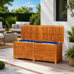 Garden Storage Box Solid Wood Acacia Outdoor Furniture 150x50x56cm Brown
