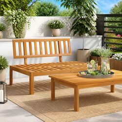 Outdoor Sectional Sofa Middle Section Solid Acacia Wood Pallet Garden Furniture