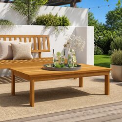 Garden Table 100x60x30cm Outdoor Patio Furniture Slatted Design Wood Acacia