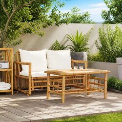 2 Piece Garden Sofa Set with Cushions Outdoor Patio Furniture Brown