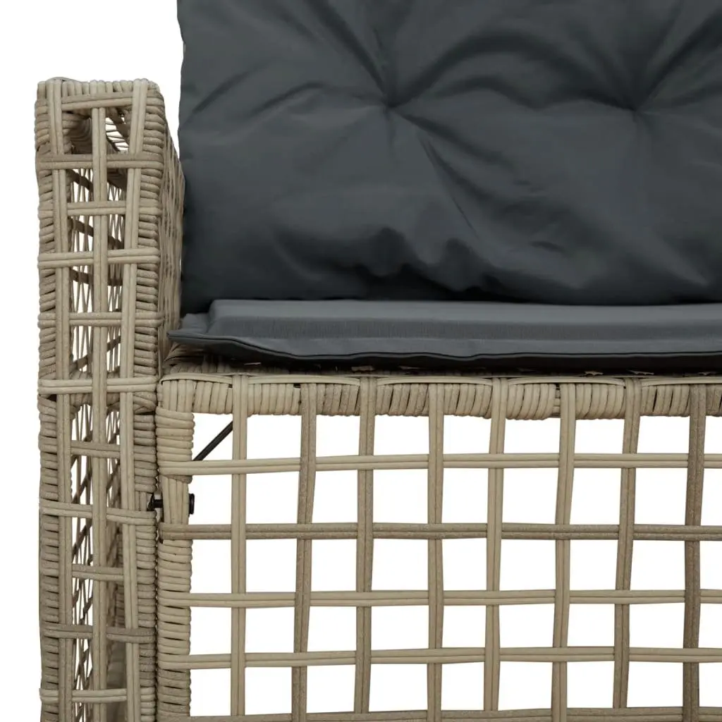 L-Shaped Garden Sofa with Cushions Footstool Grey PE Rattan Outdoor Patio