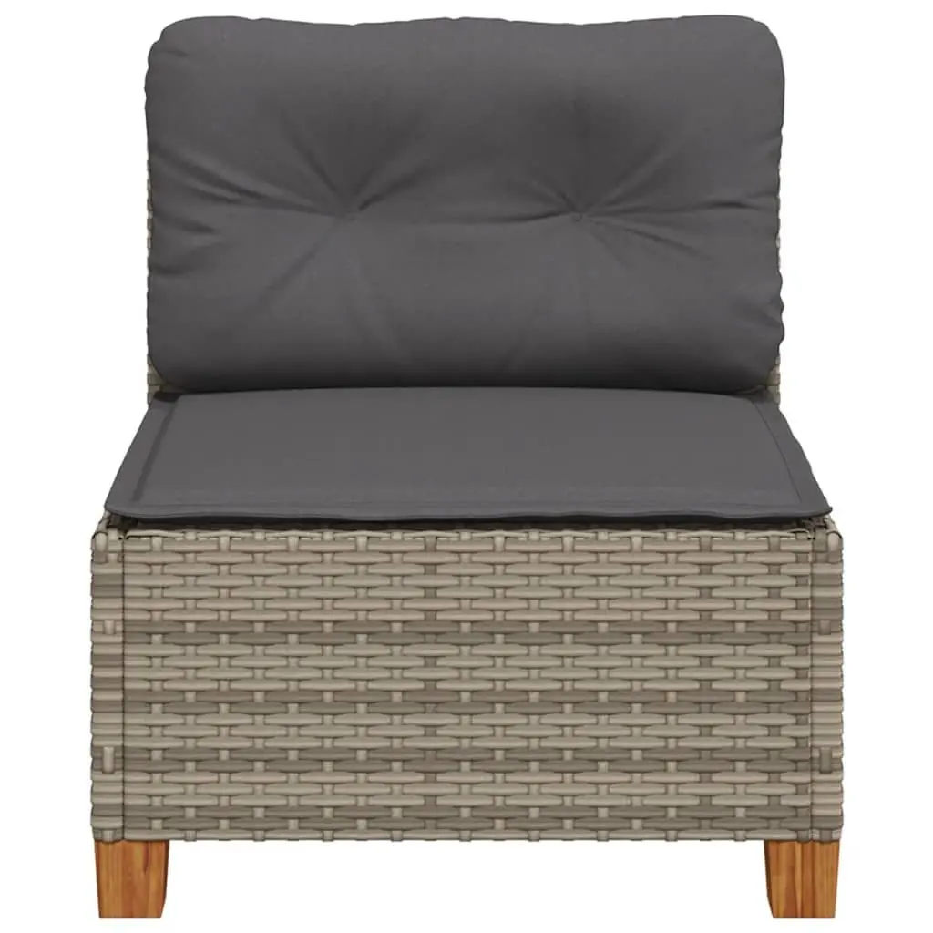 Armless Outdoor Garden Sofa Grey Poly Rattan with Cushions Modular Lounge