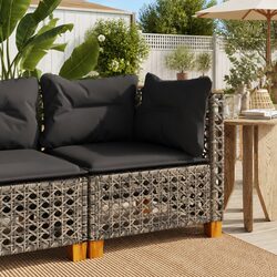 Garden Corner Sofa with Cushions Grey Outdoor Lounge Seating Modular Furniture