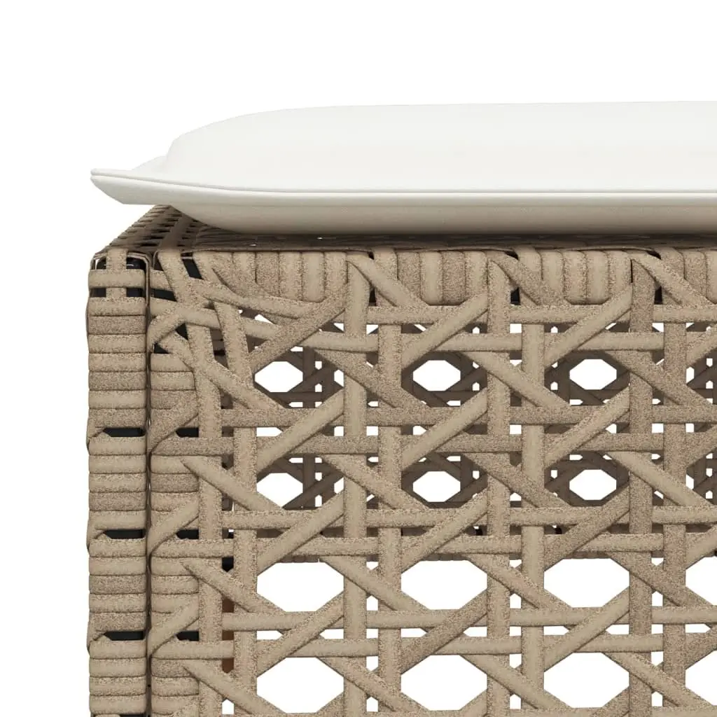 Outdoor Foot Rest Garden Stool with Cushion Beige Rattan Lounge Set Modular