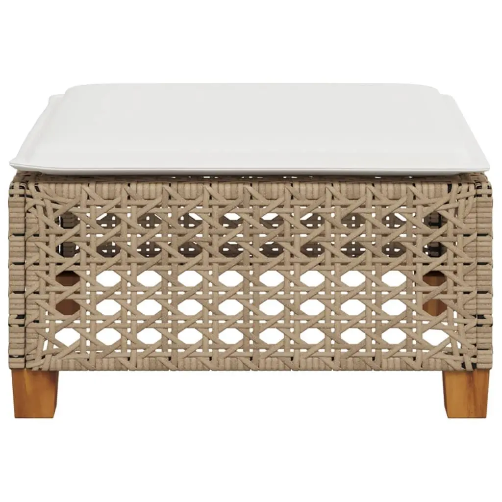 Outdoor Foot Rest Garden Stool with Cushion Beige Rattan Lounge Set Modular