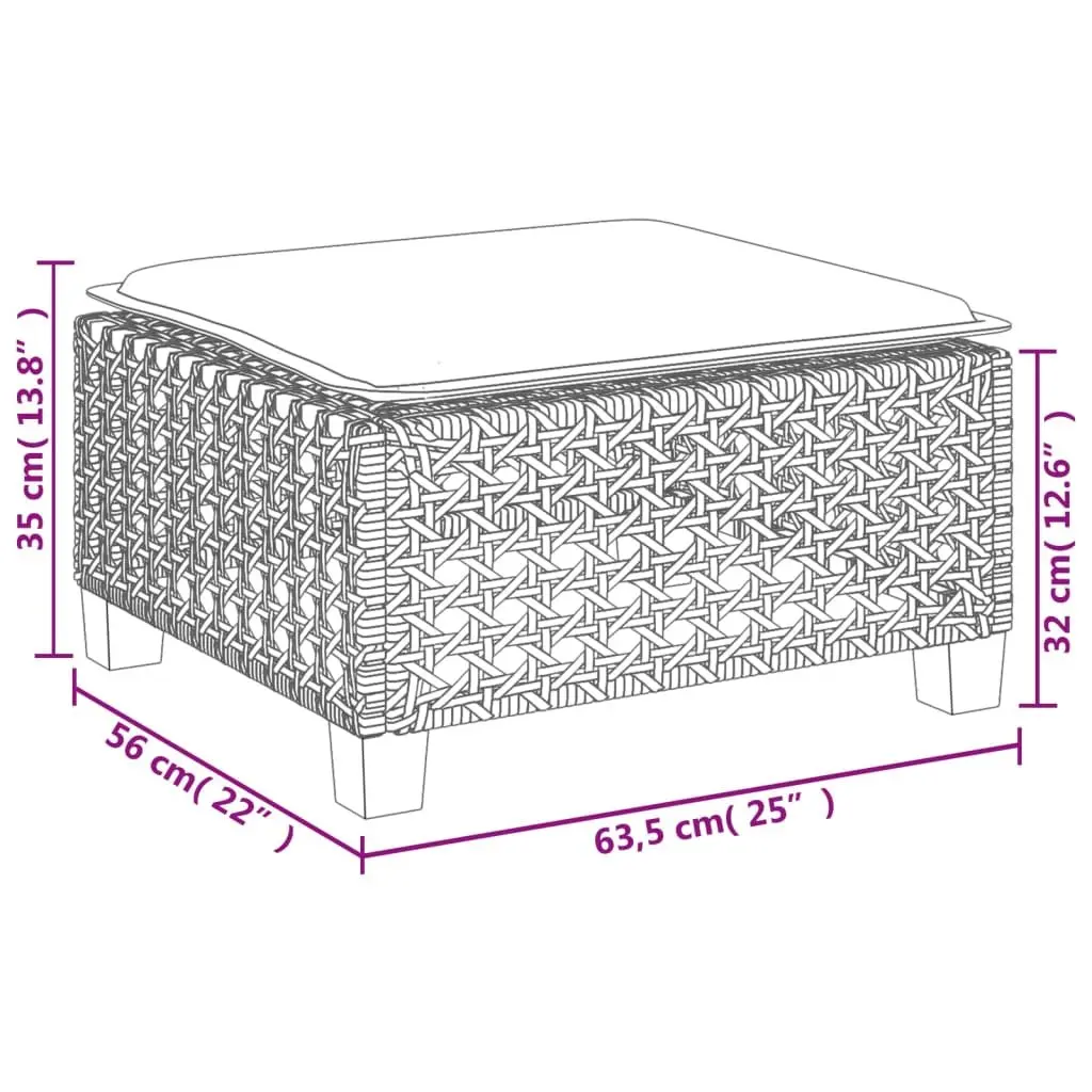 Outdoor Foot Rest Garden Stool with Cushion Beige Rattan Lounge Set Modular