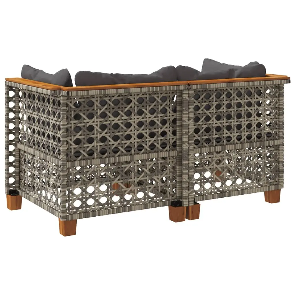 Garden Corner Sofas with Cushions Outdoor Lounge Seating Set 2 pcs Grey