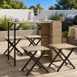 Garden Dining Set 5 Piece Foldable Outdoor Furniture Patio Backyard Beige