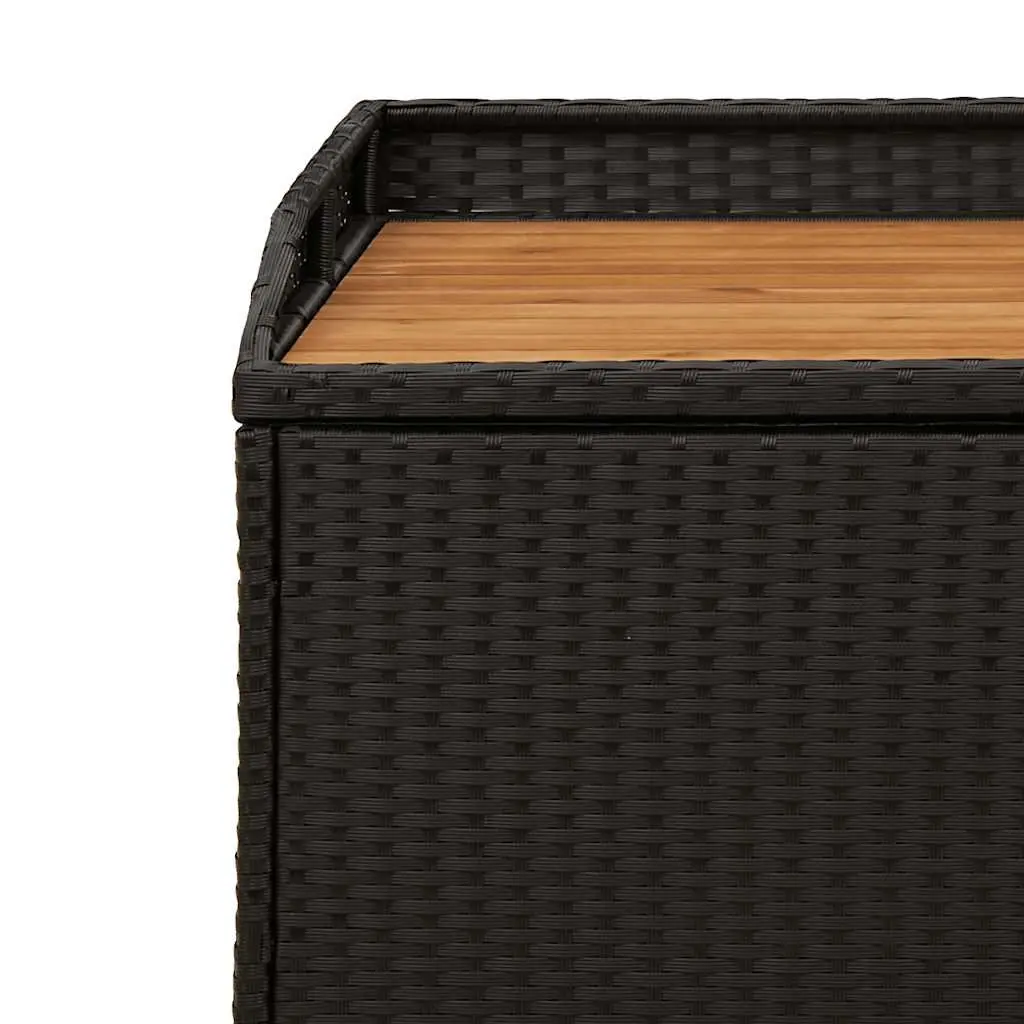Outdoor Storage Bench PE Rattan Acacia Wood Black 100x50x52cm