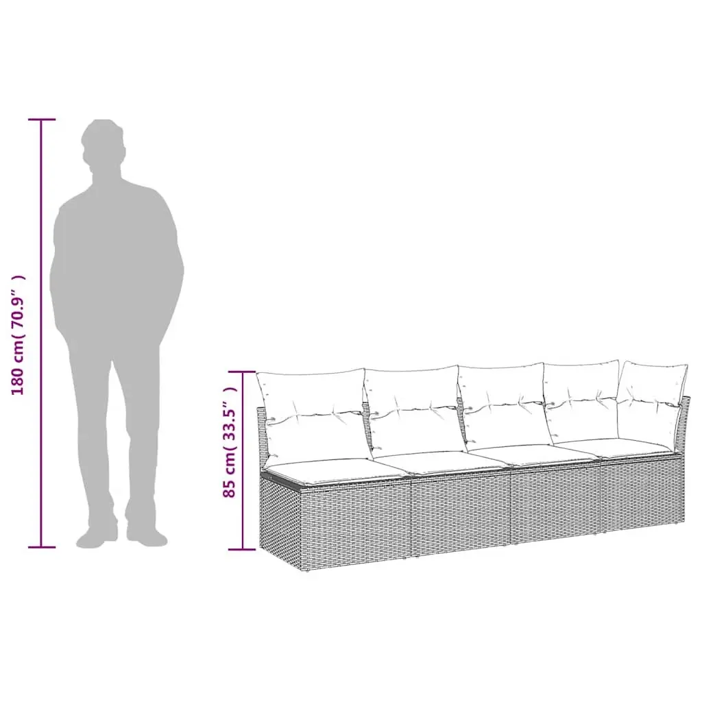 4-Seater Garden Sofa with Cushions Outdoor Patio Furniture Black Rattan Lounge