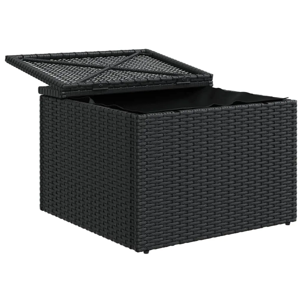 Garden Stool with Storage Cushion Poly Rattan Black 55x55x37cm