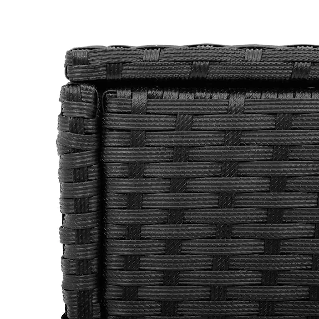 Garden Side Table Tempered Glass Top Poly Rattan Frame Black