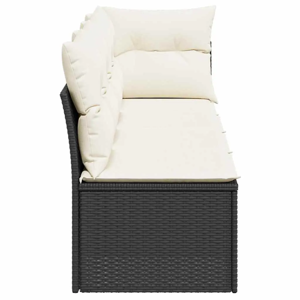 4-Seater Garden Sofa with Cushions Outdoor Patio Furniture Black Rattan Style