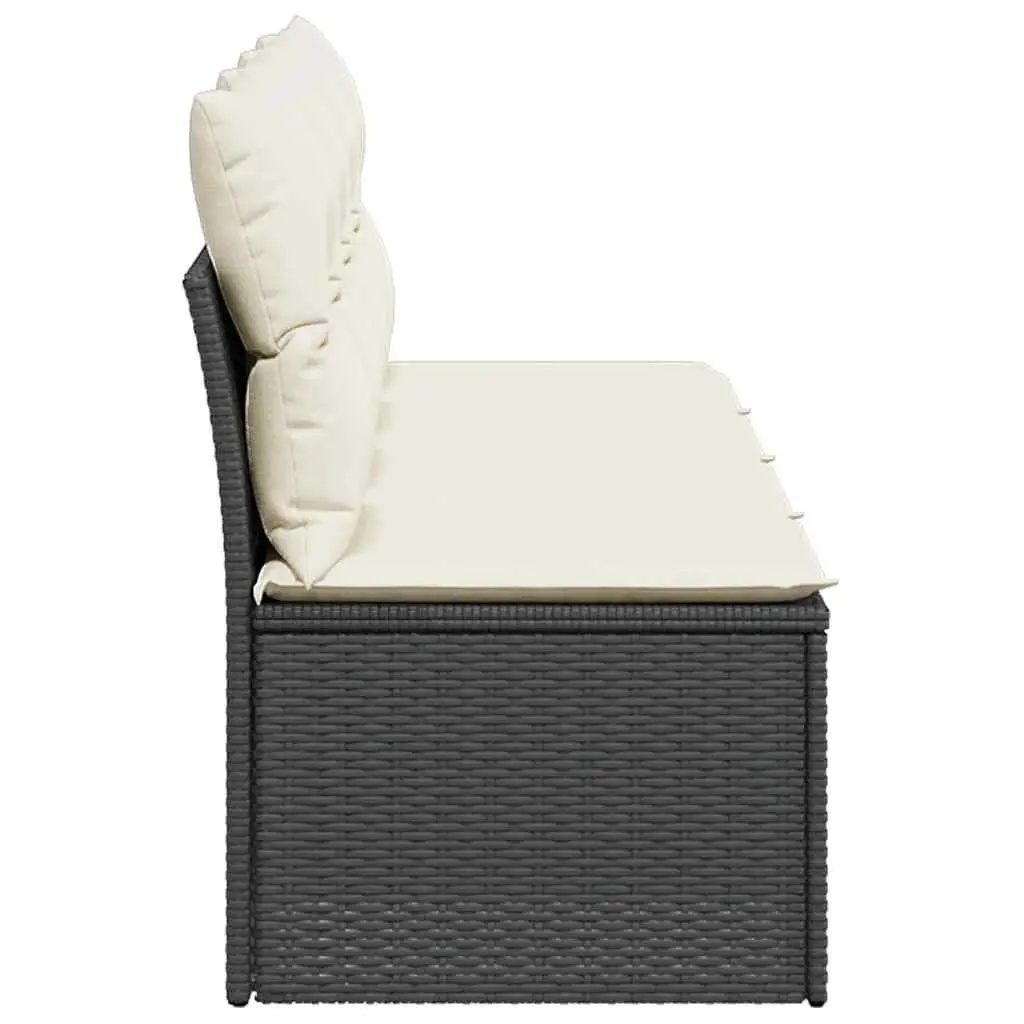 4-Seater Garden Sofa with Cushions Outdoor Patio Furniture Black Rattan Lounge