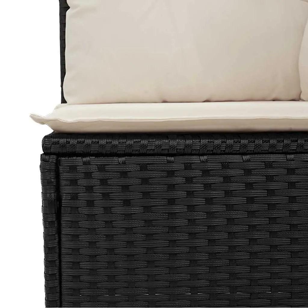 4-Seater Garden Sofa with Cushions Outdoor Patio Furniture Black Rattan Lounge