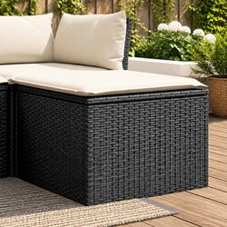 Garden Stool with Storage Cushion Outdoor Furniture Poly Rattan Seat Patio