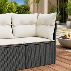 Outdoor Corner Sofa with Storage Cushions Poly Rattan Garden Seating Furniture