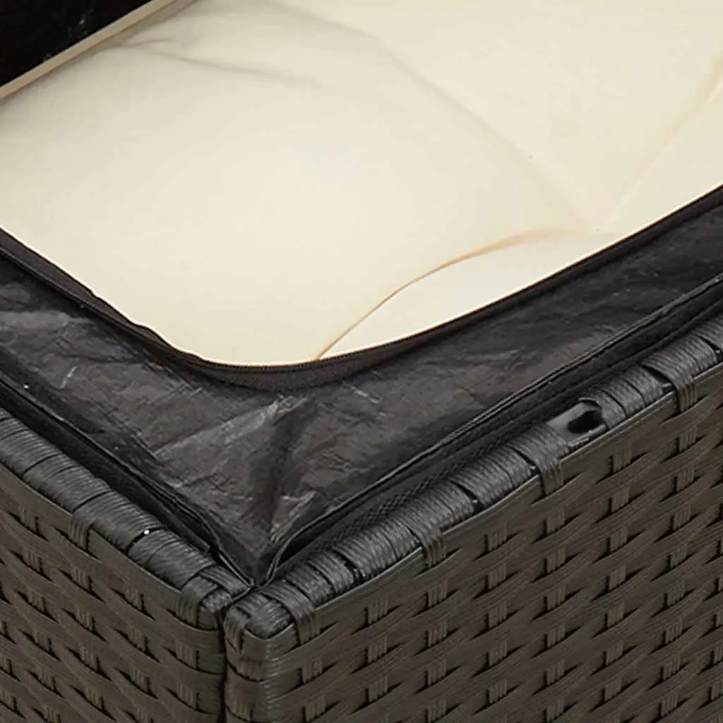3-Seater Outdoor Garden Sofa with Storage Cushions Modular Patio Seating Black