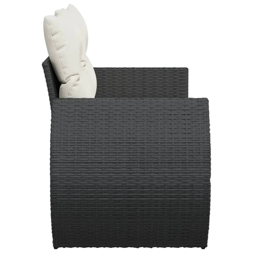 2-Seater Outdoor Sofa PE Rattan Black with Storage Cushions