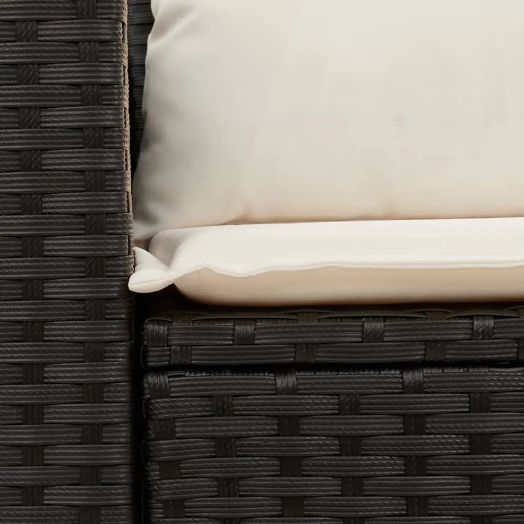 2-Seater Outdoor Sofa PE Rattan Black with Storage Cushions