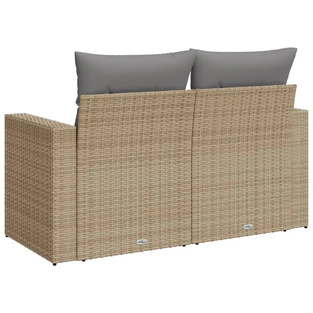 2-Seater Garden Sofa with Cushions Beige Outdoor Patio Seating Furniture