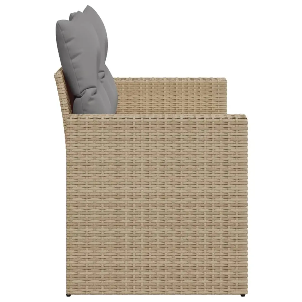 2-Seater Garden Sofa with Cushions Beige Outdoor Patio Seating Furniture