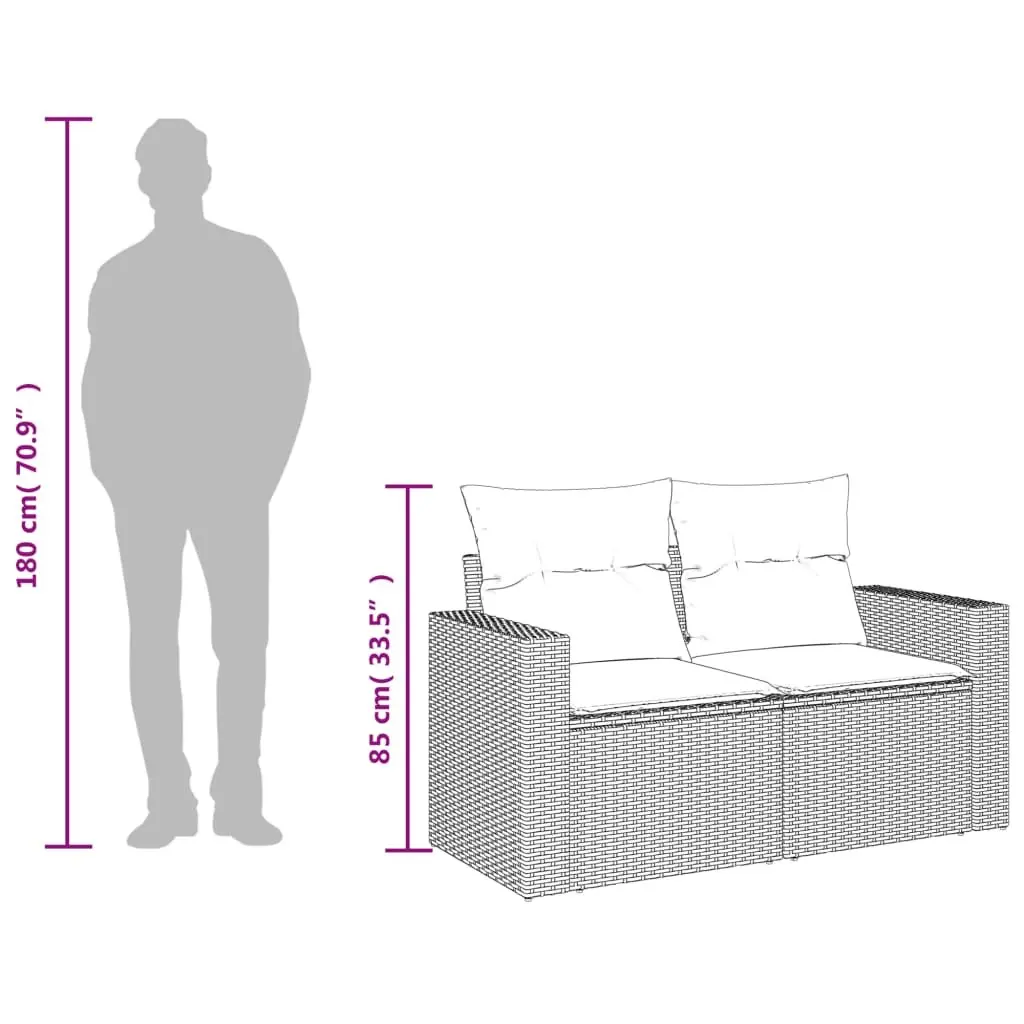 2-Seater Garden Sofa with Cushions Beige Outdoor Patio Seating Furniture