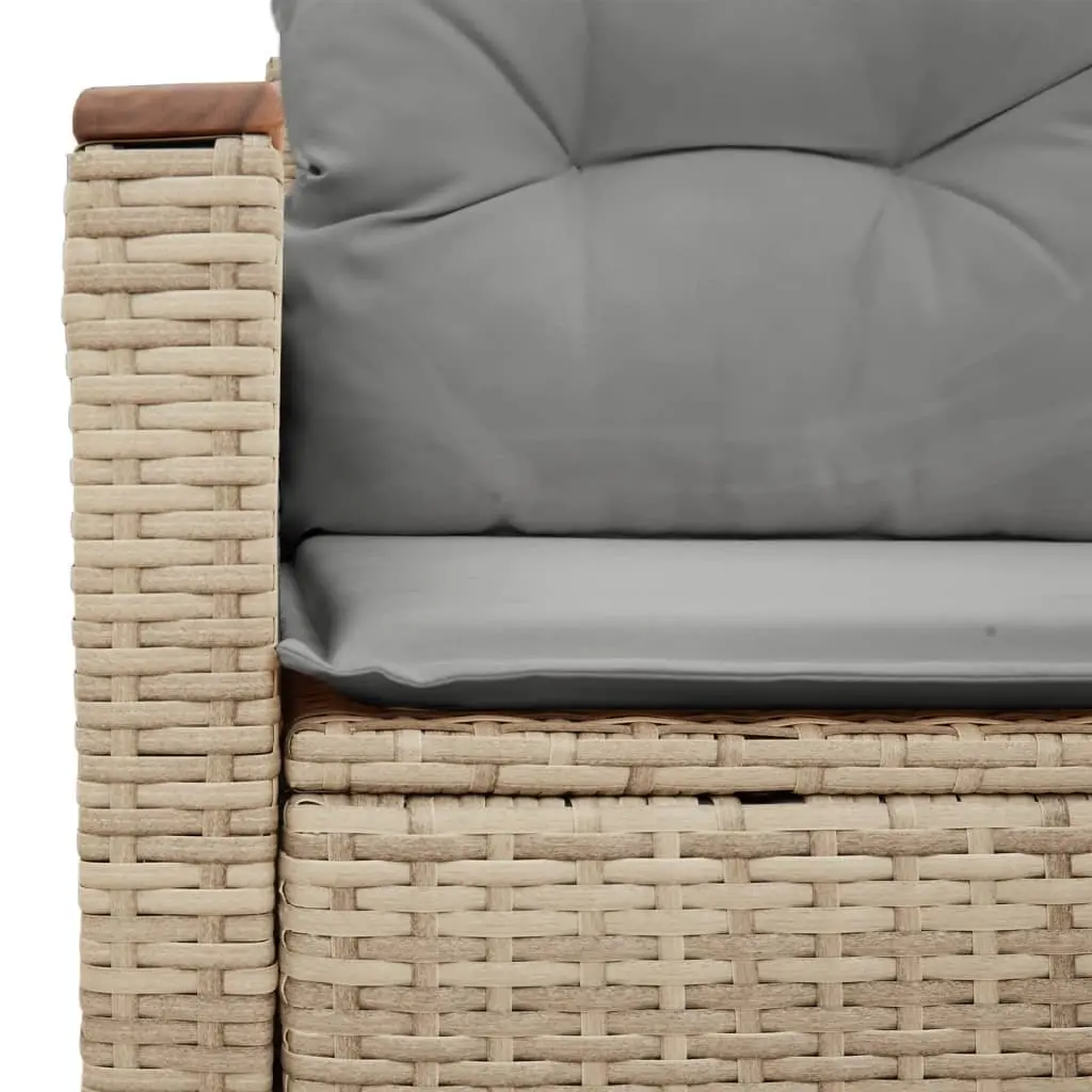 2-Seater Garden Sofa Outdoor Furniture Beige Poly Rattan with Cushions Side