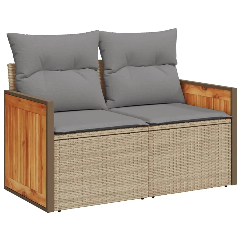 Garden Sofa 2-Seater Modular Outdoor Furniture PE Rattan Beige