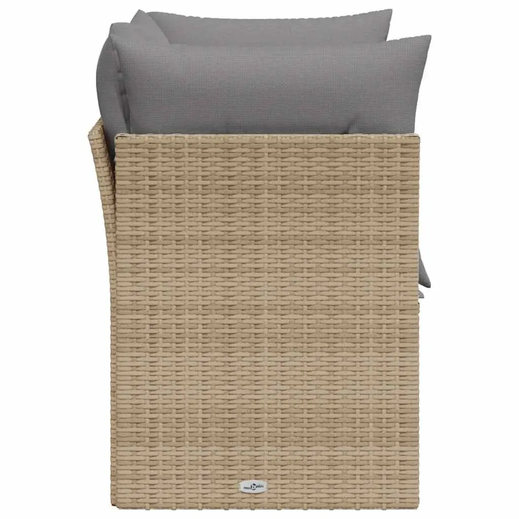 2-Seater Garden Sofa Outdoor Seating with Storage Cushions Beige Poly Rattan