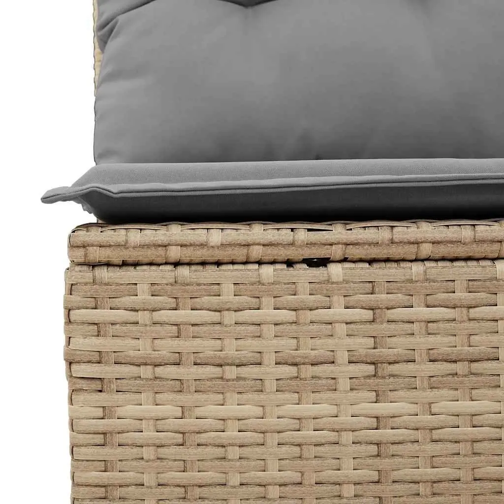 2-Seater Garden Sofa Outdoor Seating with Storage Cushions Beige Poly Rattan