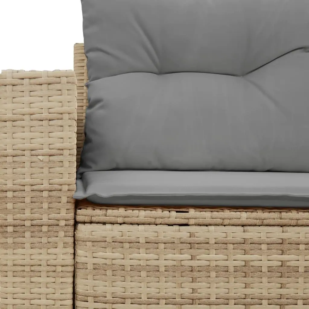 2-Seater Garden Sofa with Cushions Storage Beige Poly Rattan Outdoor Furniture