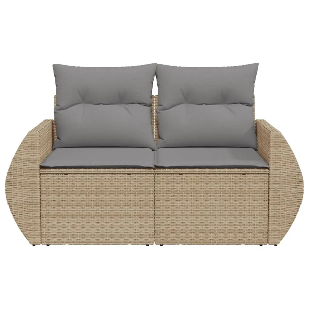 2-Seater Garden Sofa with Storage Cushions Outdoor Patio Seating Beige