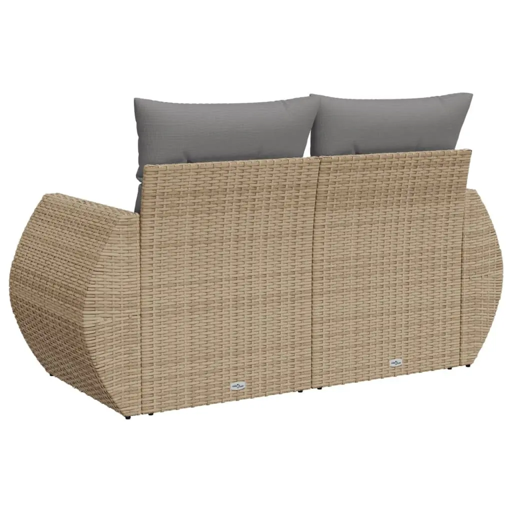 2-Seater Garden Sofa with Storage Cushions Outdoor Patio Seating Beige