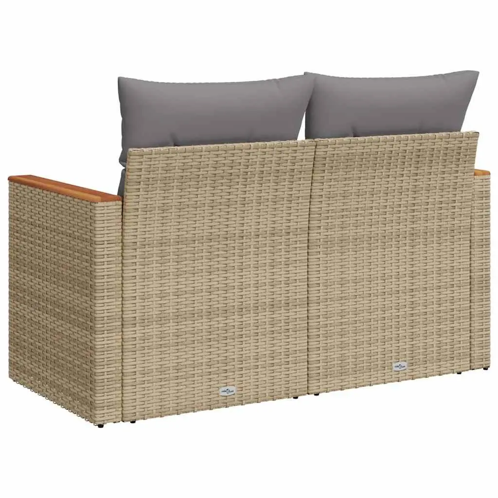 2-Seater Garden Sofa with Storage Cushions PE Rattan Beige