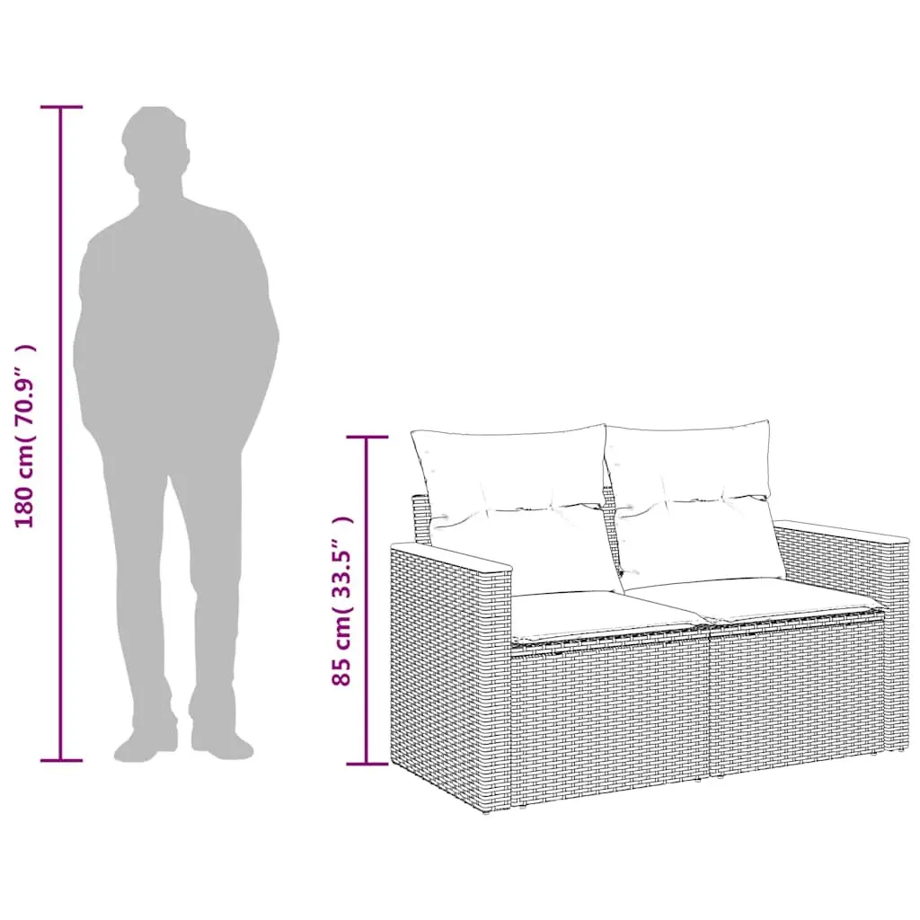 2-Seater Garden Sofa with Storage Cushions PE Rattan Beige