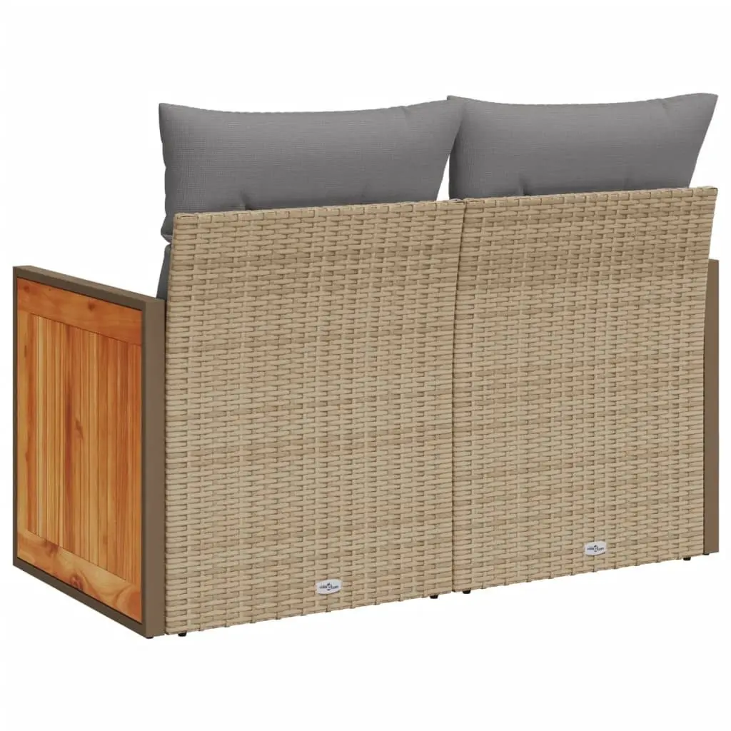 2-Seater Garden Sofa Outdoor Seating with Cushions Storage Beige Patio Furniture