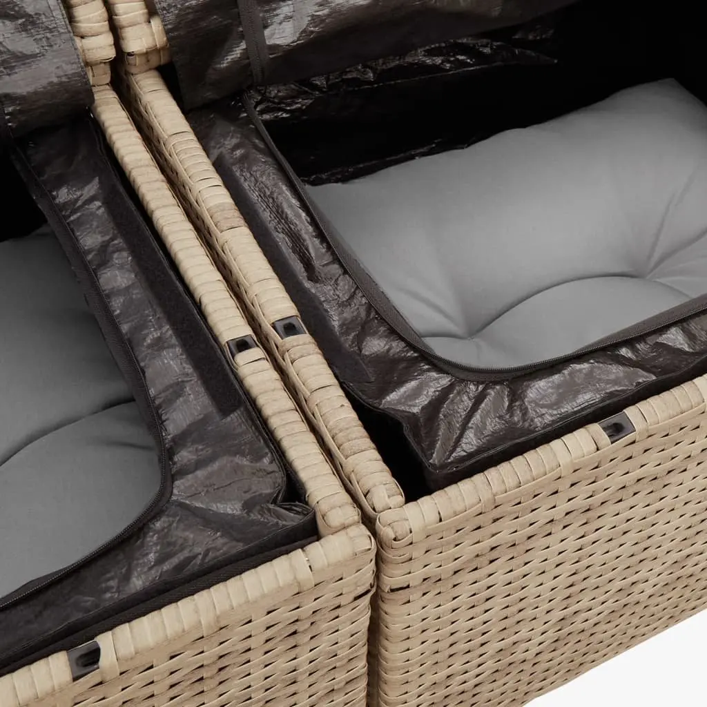 2-Seater Garden Sofa Outdoor Seating with Cushions Storage Beige Patio Furniture