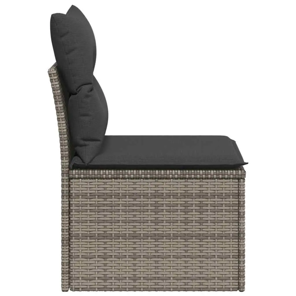 Garden Sofa Armless Modular Grey Poly Rattan Outdoor Seating