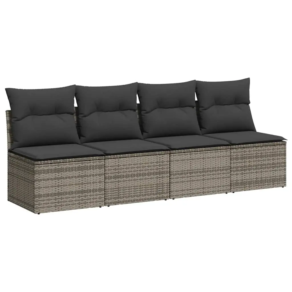 4-Seater Garden Sofa with Cushions Outdoor Patio Seating Grey Modular Furniture
