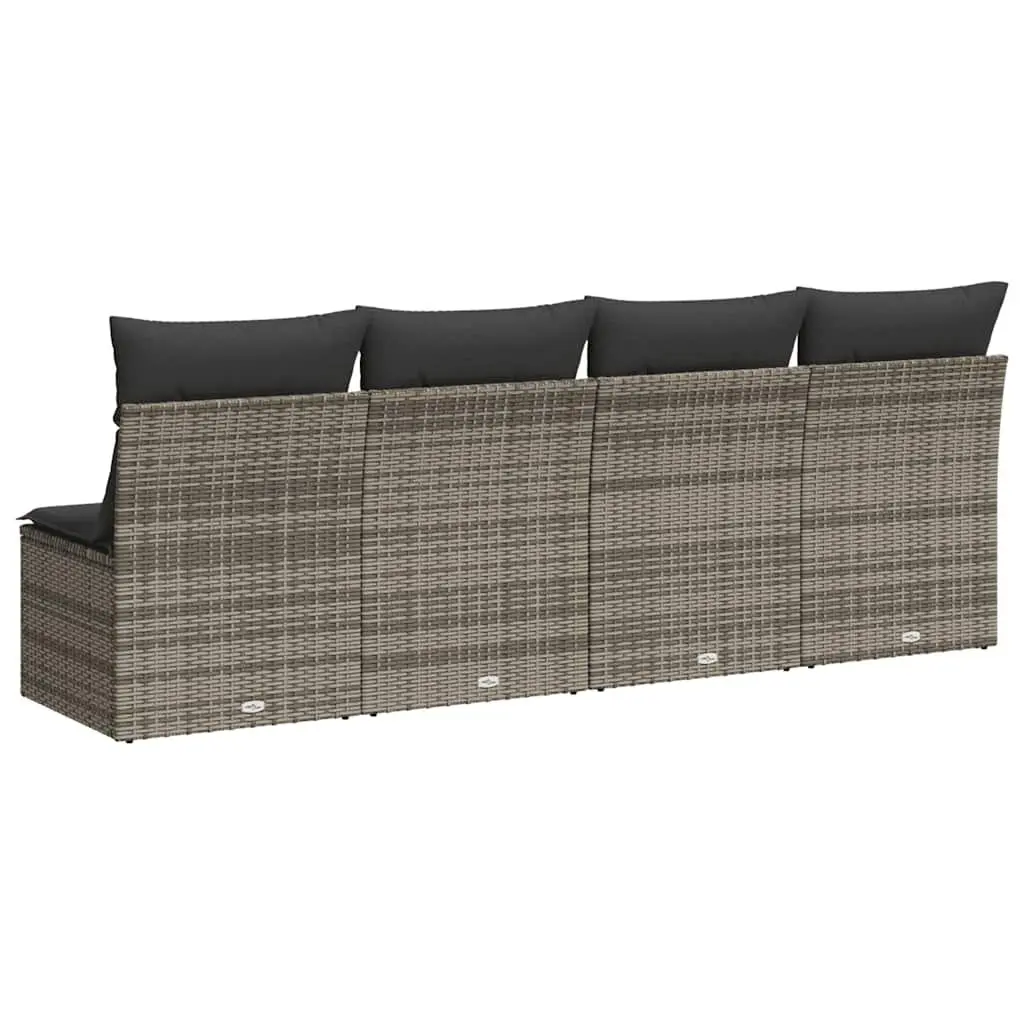 4-Seater Garden Sofa with Cushions Outdoor Patio Seating Grey Modular Furniture