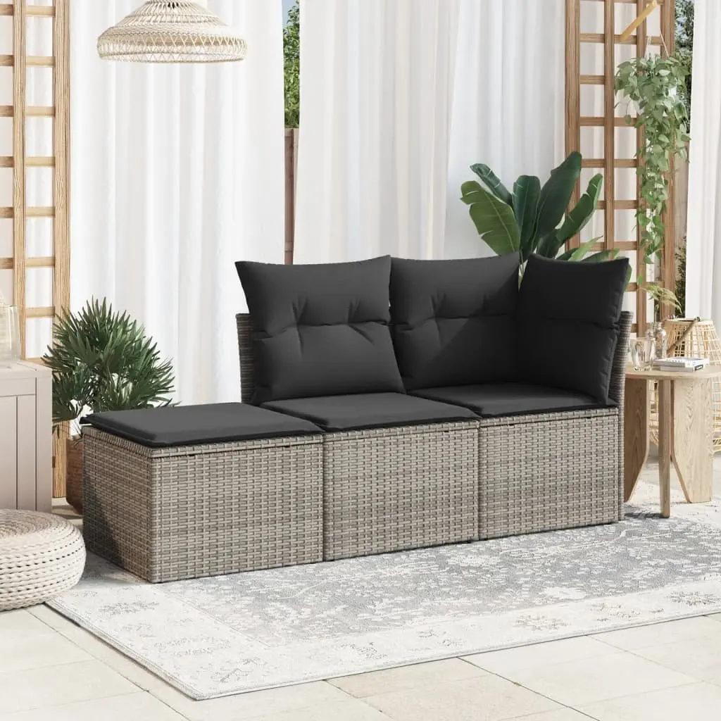 Garden Stool with Storage Cushion PE Rattan Grey 55x55x37cm