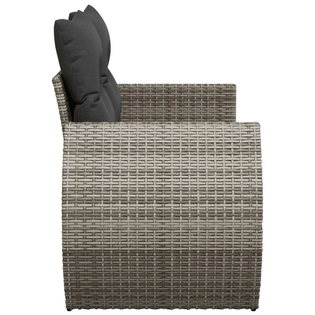 2-Seater Garden Sofa PE Rattan Grey Outdoor Furniture with Cushions